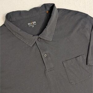 DU/ER Polo Shirt Mens Large Lyocell Nylon Black Short Sleeve Lightweight